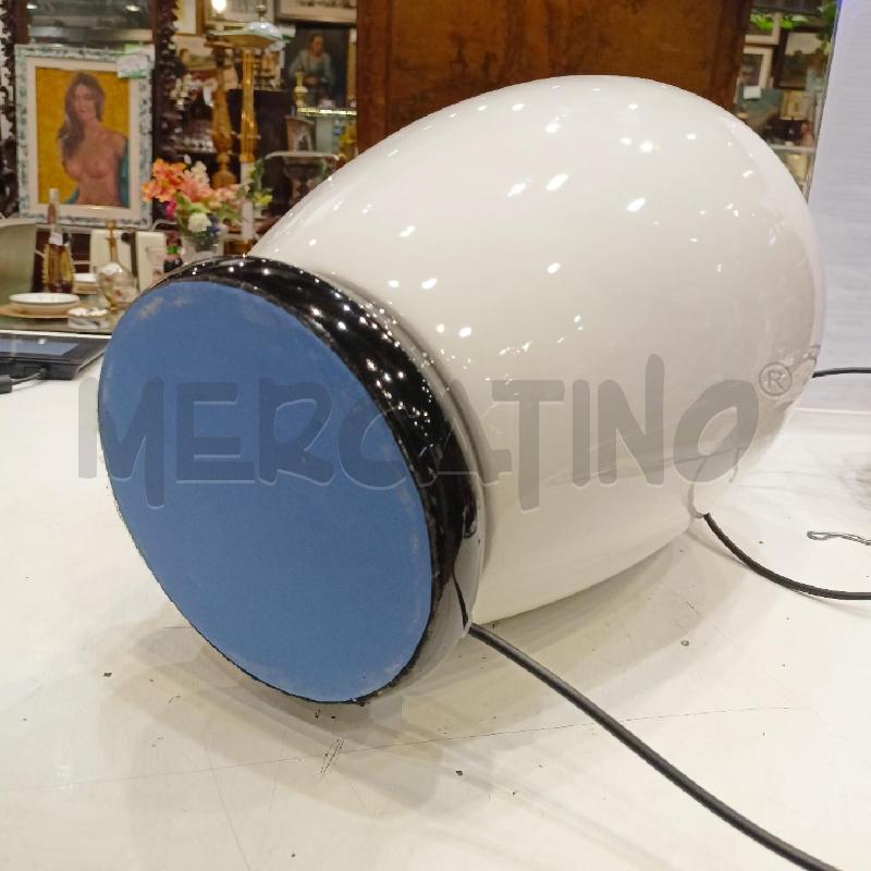 LAMPADA CERAMICA BIANCA BASE NERA BOMBATA FUNZIONANTE  | Mercatino dell'Usato Roma re di roma 3