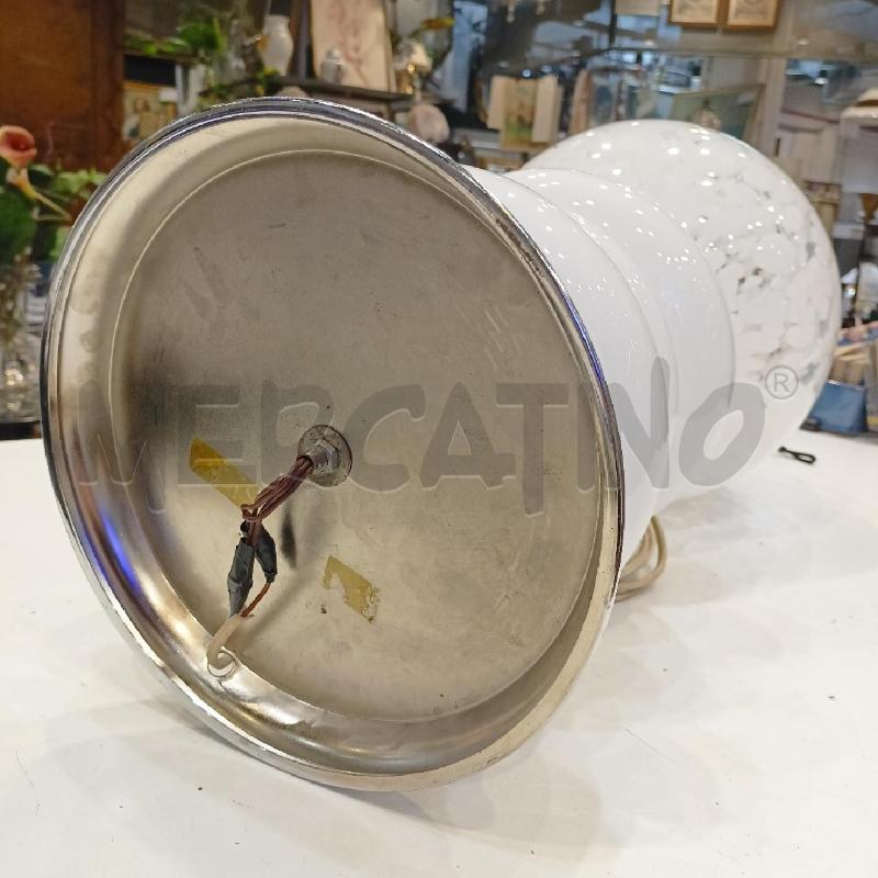 LAMPADA DA TAVOLO MAZZECA VETRO BIANCO 3 CERCHI CORN SILVER  | Mercatino dell'Usato Roma re di roma 3