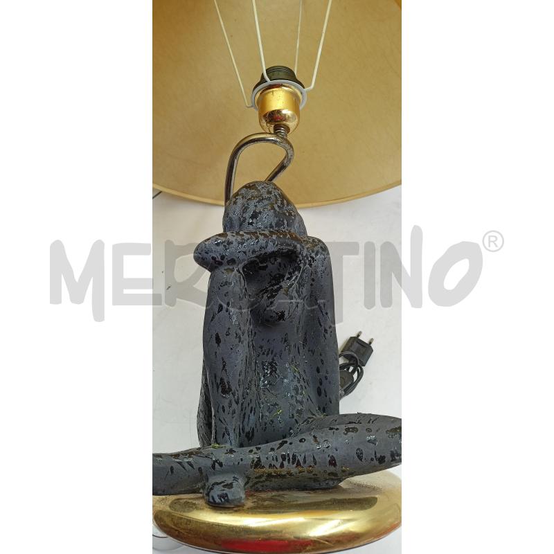 LAMPADA DA TAVOLO STRUTT OTTONE DONNA CHINATA CERAMICA NERA | Mercatino dell'Usato Roma re di roma 2
