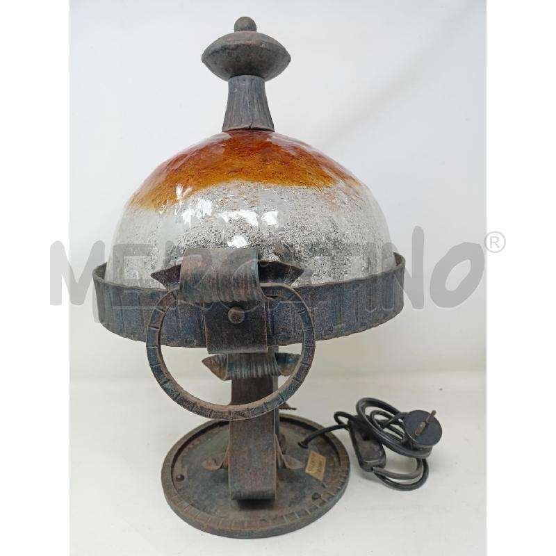 LAMPADA FERRO BATTUTO CAMPANA VETRO PULEGOSO SFUMAT MARRON  | Mercatino dell'Usato Roma re di roma 4