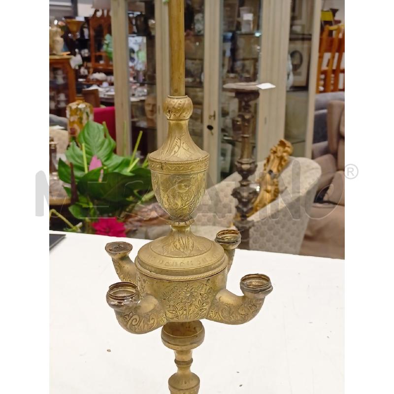 LAMPADA FIORENTINA BRONZO 4 BRACCI DRAGO APICE STEMMA PANPHILIJ  | Mercatino dell'Usato Roma re di roma 4