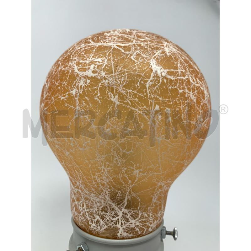 LAMPADA FORMA LAMPADINA PARALUME VETRO SATINATO ARANCIONE VENATURE BIANCHE | Mercatino dell'Usato Roma re di roma 2