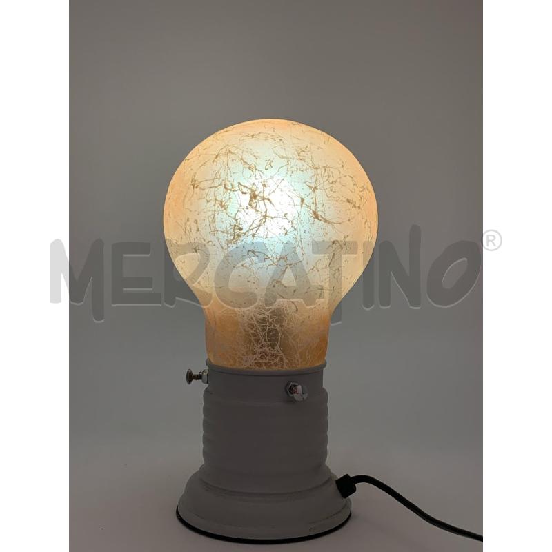 LAMPADA FORMA LAMPADINA PARALUME VETRO SATINATO ARANCIONE VENATURE BIANCHE | Mercatino dell'Usato Roma re di roma 4