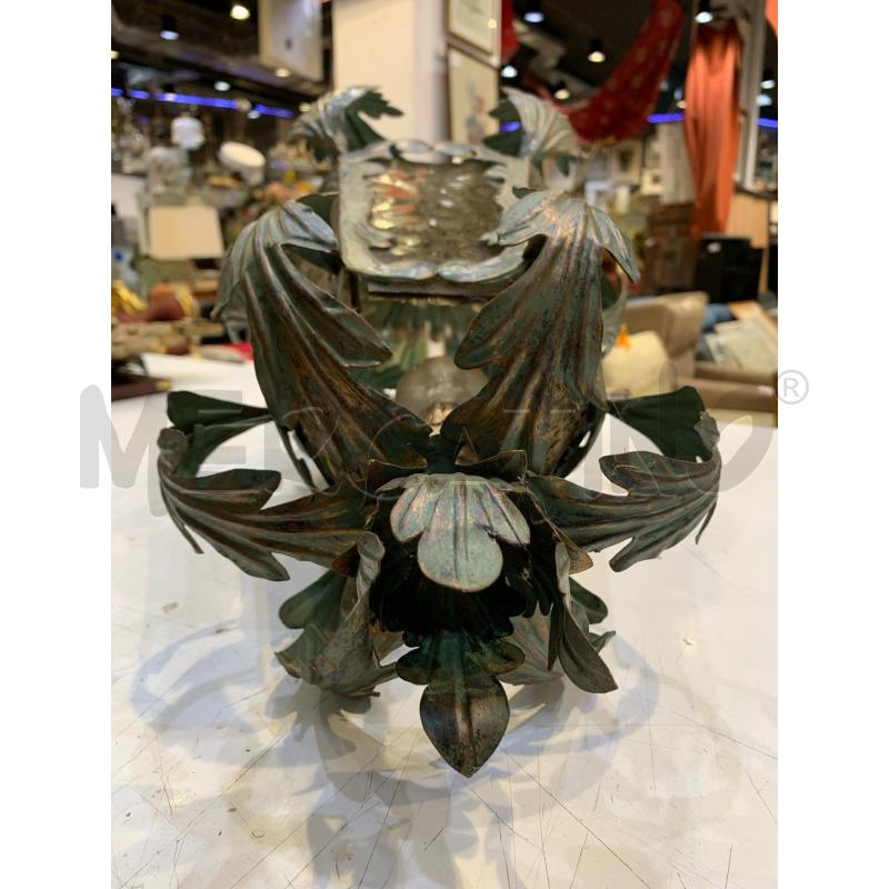 LAMPADA LANTERNA FERRO BATTUTTO VERDE VETRO DECORATO | Mercatino dell'Usato Roma re di roma 3