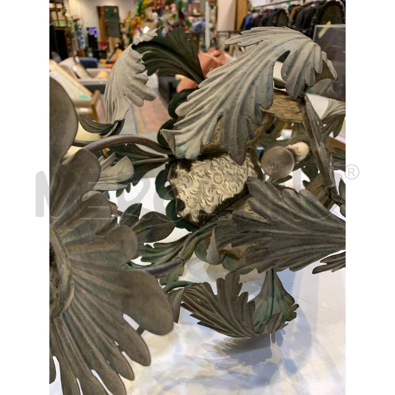 LAMPADA LANTERNA FERRO BATTUTTO VERDE VETRO DECORATO | Mercatino dell'Usato Roma re di roma 4