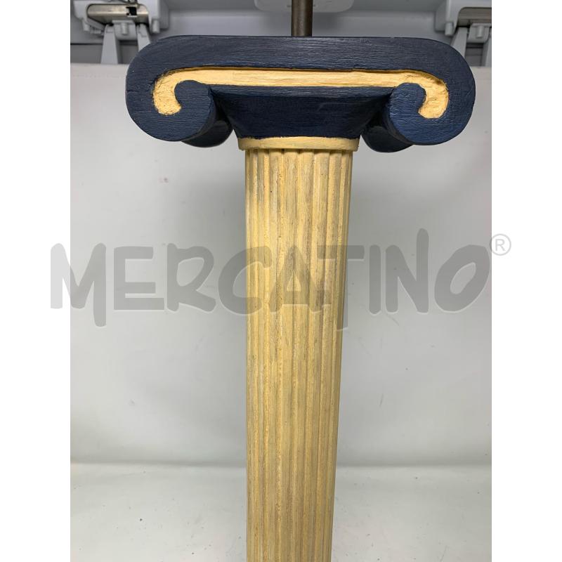LAMPADA LEGNO  BASE BLU COLONNA BEIGE  | Mercatino dell'Usato Roma re di roma 2