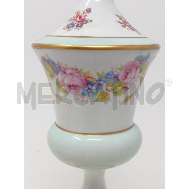 LAMPADA PORCELLANA AZZURRINA DORATA FIORI FIOCCO  | Mercatino dell'Usato Roma re di roma 2