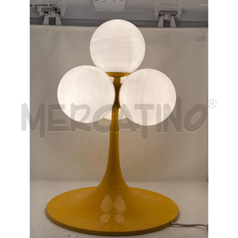 LAMPADA REGGIANI 4L. SFERE OPALINA SATINATA BASE METALLO GIALLO  | Mercatino dell'Usato Roma re di roma 1