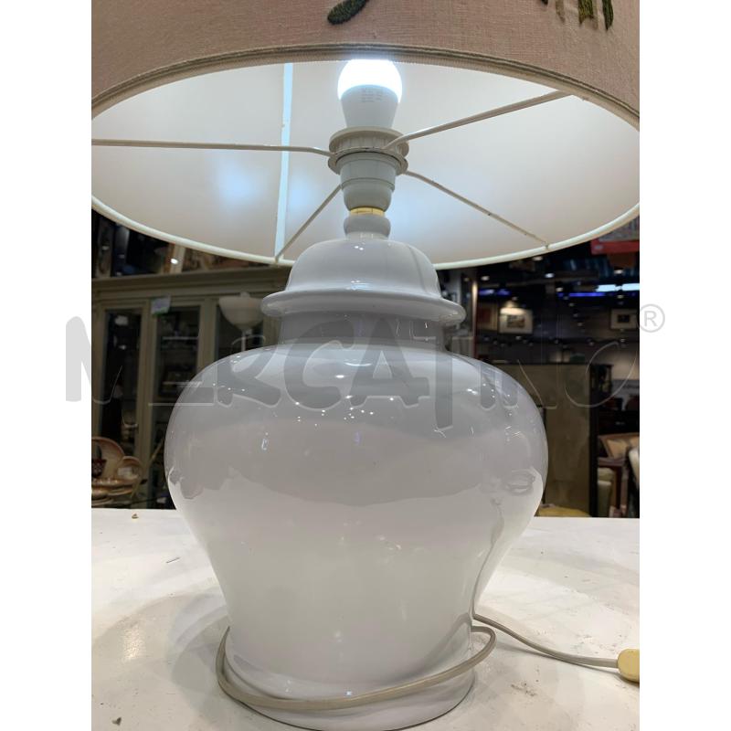 LAMPADA XERAMICA BOMBATA BIANCA PARALUME BIANCO RICAMATO A MANO | Mercatino dell'Usato Roma re di roma 5