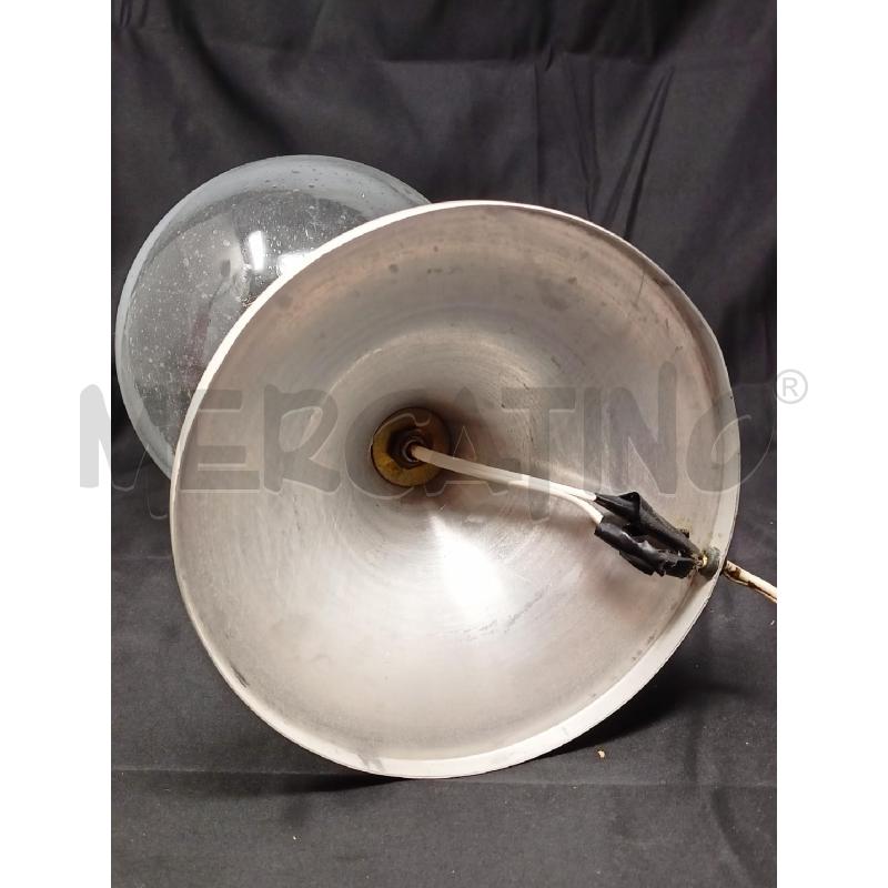 LAMPADA '70 BASE METALLA BIANCO PARALUME SFERA VETRO STRIATO BIANCO | Mercatino dell'Usato Roma re di roma 3