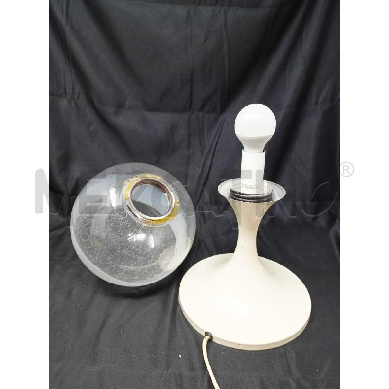 LAMPADA '70 BASE METALLA BIANCO PARALUME SFERA VETRO STRIATO BIANCO | Mercatino dell'Usato Roma re di roma 5