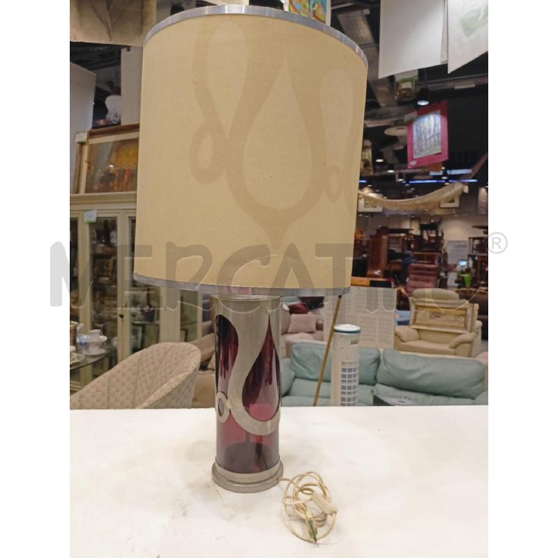 LAMPADA '70 VETRO BORDEAU CILINDRICO FODERATO METALLO PARALUME CILINDRO | Mercatino dell'Usato Roma re di roma 1