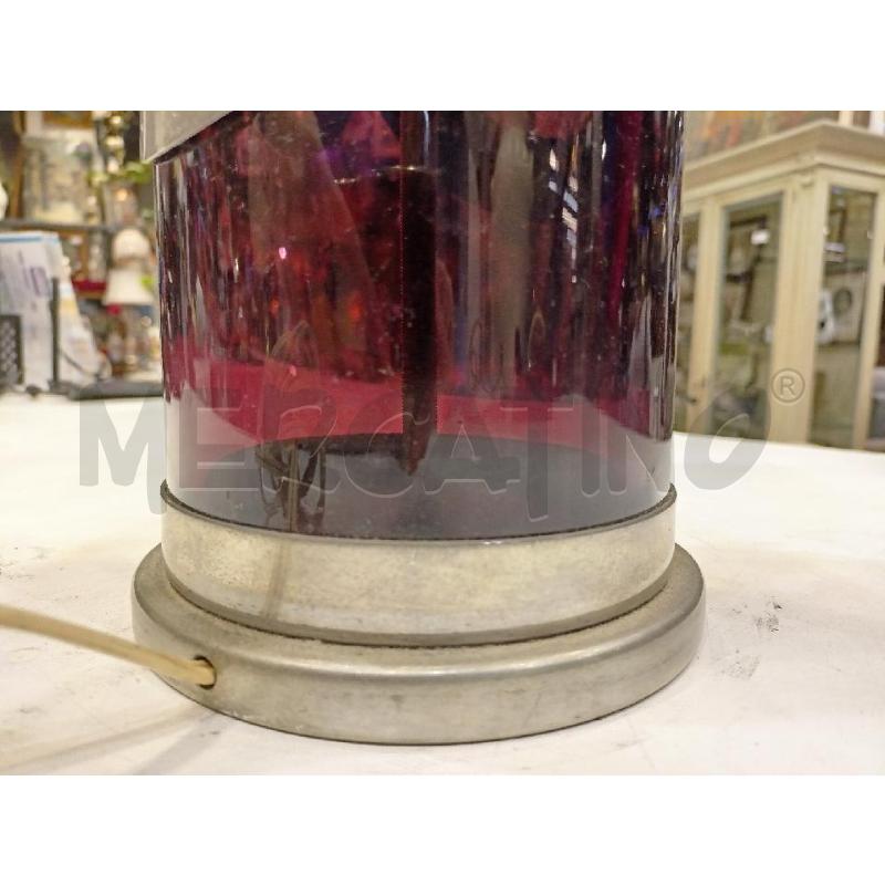 LAMPADA '70 VETRO BORDEAU CILINDRICO FODERATO METALLO PARALUME CILINDRO | Mercatino dell'Usato Roma re di roma 5
