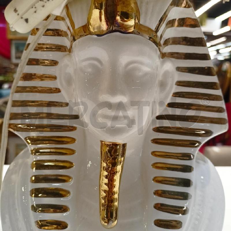LAMPADE COPPIA BASE CERAMICA TESTE FARAONE '60 BIANCO ORO | Mercatino dell'Usato Roma re di roma 2