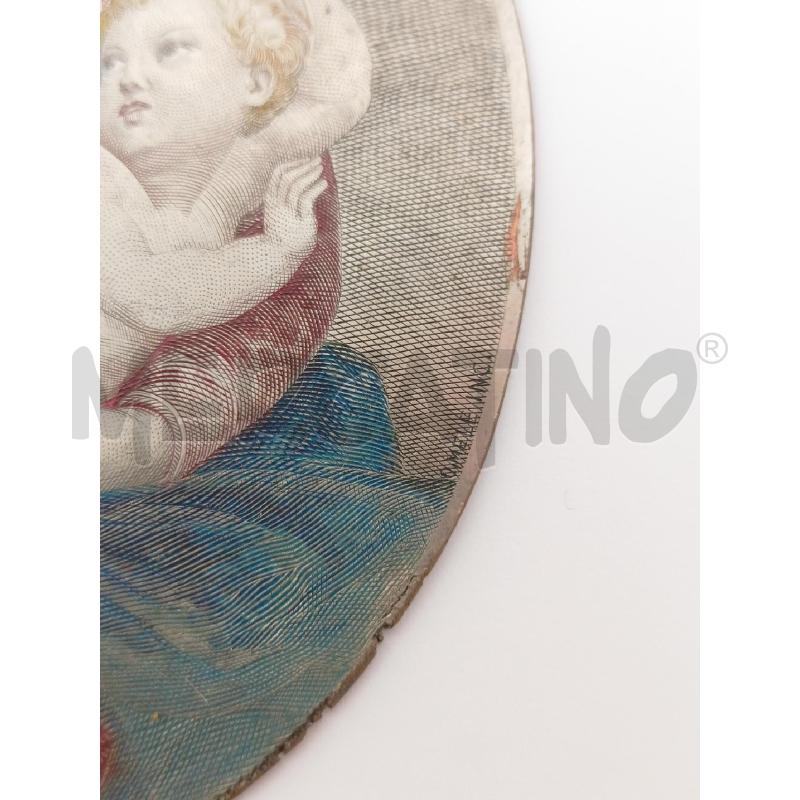 LASTRA METALLO INCISIONE MADONNA BAMBINO OVALE  | Mercatino dell'Usato Roma re di roma 2