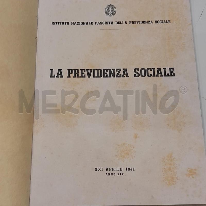 LA PREVIDENZA SOCIALE 1941 ISTITUTO NAZIONALE FASCISTA | Mercatino dell'Usato Roma re di roma 2