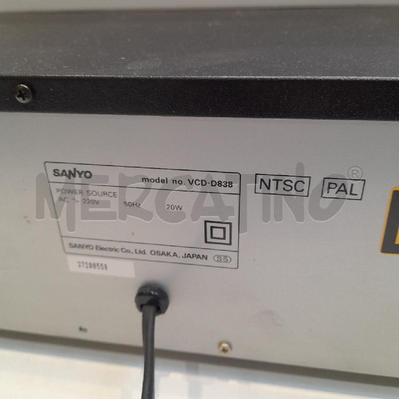 LETTORE VIDEO CD PER KARAOKE SANYO VCD-D838 TEST ACCENSIONE OK MADE IN JAPAN | Mercatino dell'Usato Roma re di roma 5