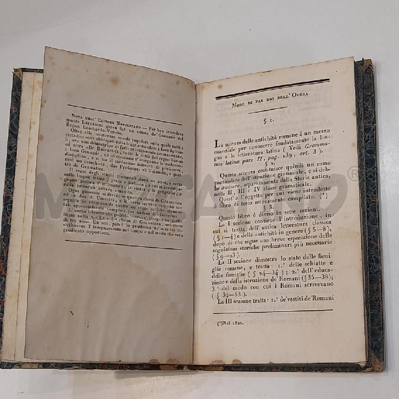 LIBRO DI ANTICHITÀ ROMANE 1837 STAMPERIA DEL FIBRENO | Mercatino dell'Usato Roma re di roma 4