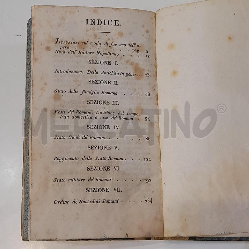 LIBRO DI ANTICHITÀ ROMANE 1837 STAMPERIA DEL FIBRENO | Mercatino dell'Usato Roma re di roma 5