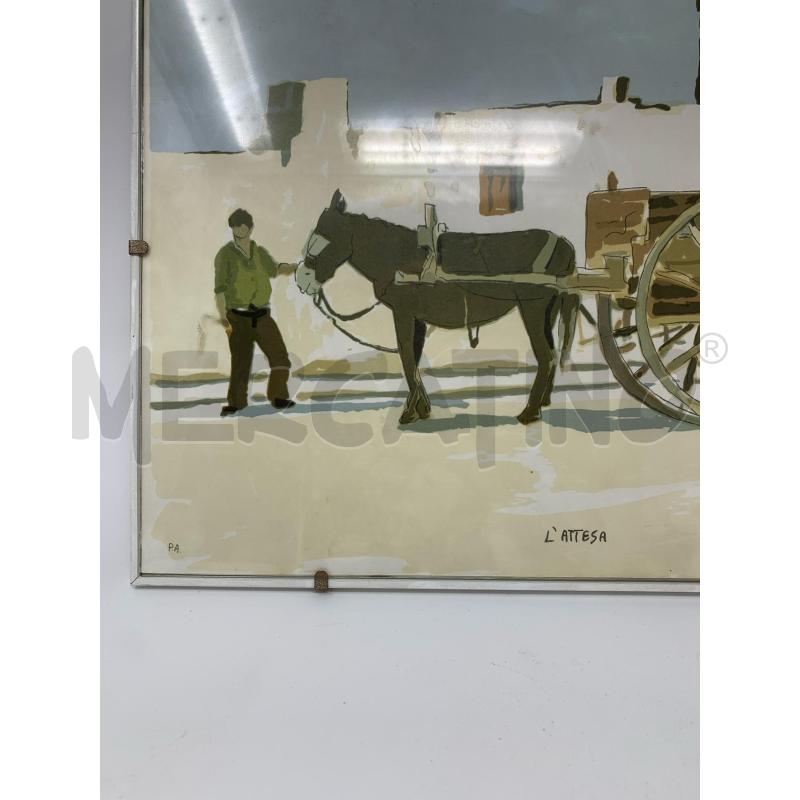 LITOGRAFIA L'ATTESA CAVALLO9 CARETTO UOMO | Mercatino dell'Usato Roma re di roma 3