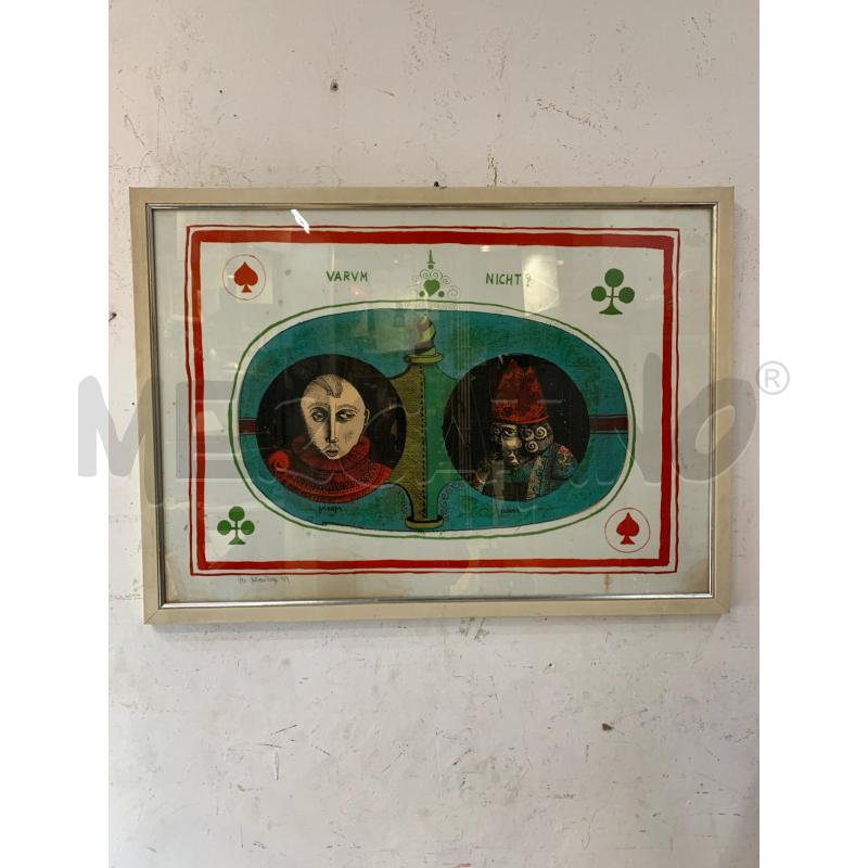 LITOGRAFIA MULTIPLO CARTA GIOCO 2 VOLTI OVALE VERDE | Mercatino dell'Usato Roma re di roma 1