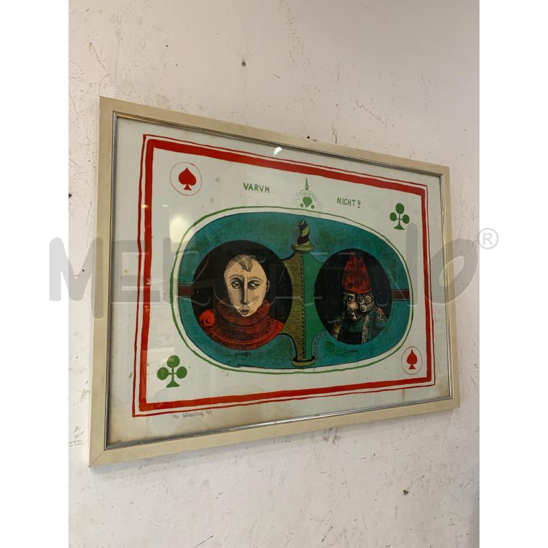 LITOGRAFIA MULTIPLO CARTA GIOCO 2 VOLTI OVALE VERDE | Mercatino dell'Usato Roma re di roma 2