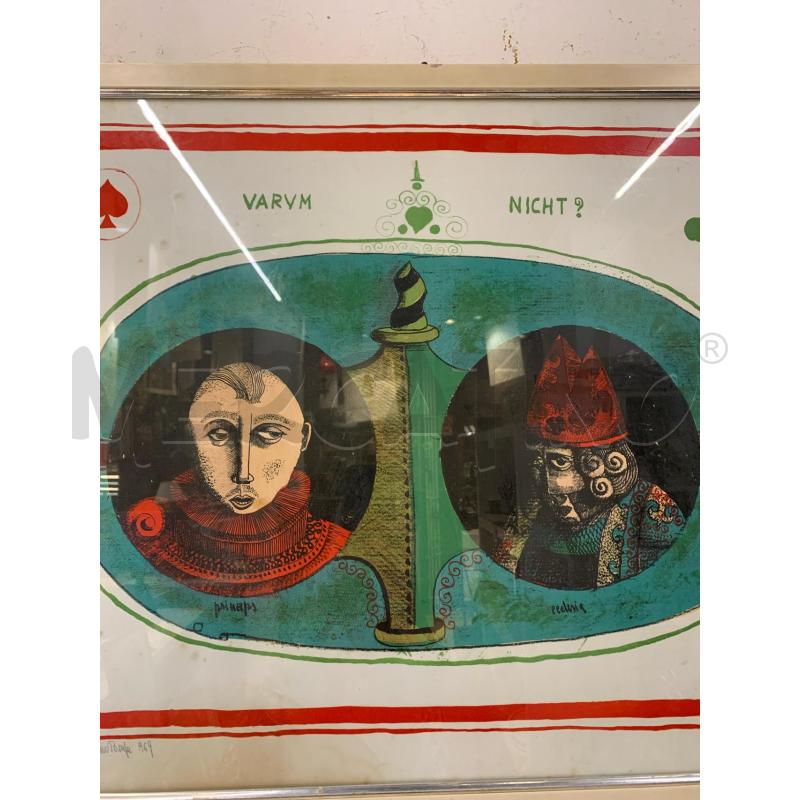 LITOGRAFIA MULTIPLO CARTA GIOCO 2 VOLTI OVALE VERDE | Mercatino dell'Usato Roma re di roma 4