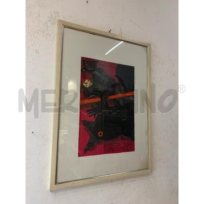LITOGRAFIA MULTIPLO CAVALLO NERO FANTINO RIGA ROSSA SFONDO MAGENTA  | Mercatino dell'Usato Roma re di roma 1