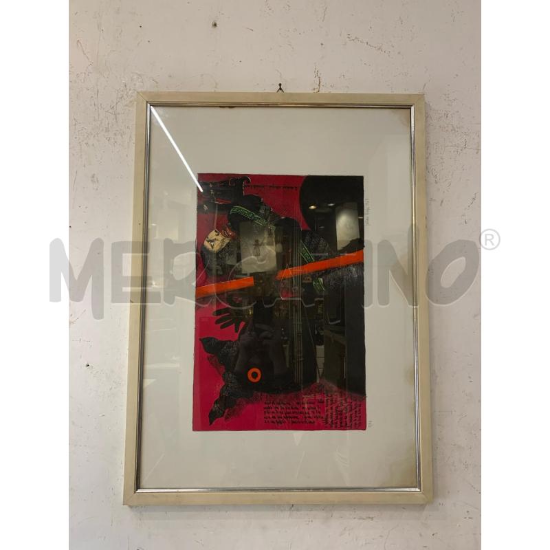 LITOGRAFIA MULTIPLO CAVALLO NERO FANTINO RIGA ROSSA SFONDO MAGENTA  | Mercatino dell'Usato Roma re di roma 2