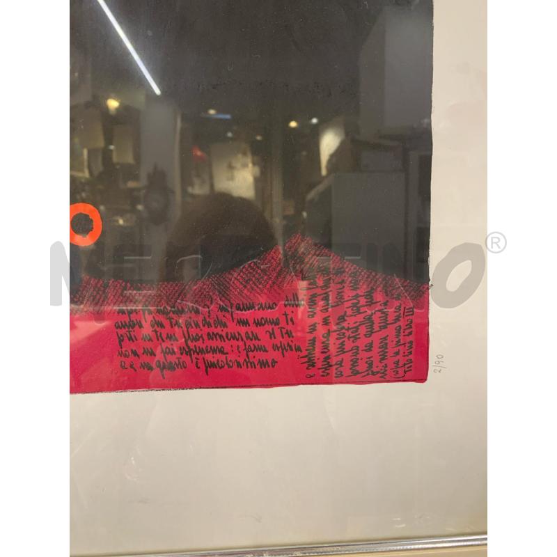LITOGRAFIA MULTIPLO CAVALLO NERO FANTINO RIGA ROSSA SFONDO MAGENTA  | Mercatino dell'Usato Roma re di roma 3