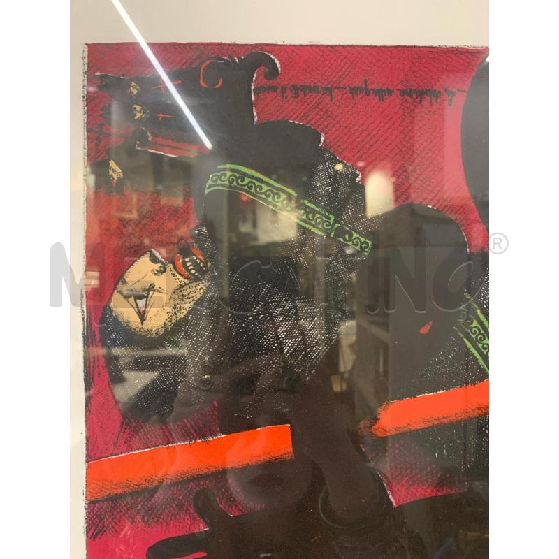 LITOGRAFIA MULTIPLO CAVALLO NERO FANTINO RIGA ROSSA SFONDO MAGENTA  | Mercatino dell'Usato Roma re di roma 4