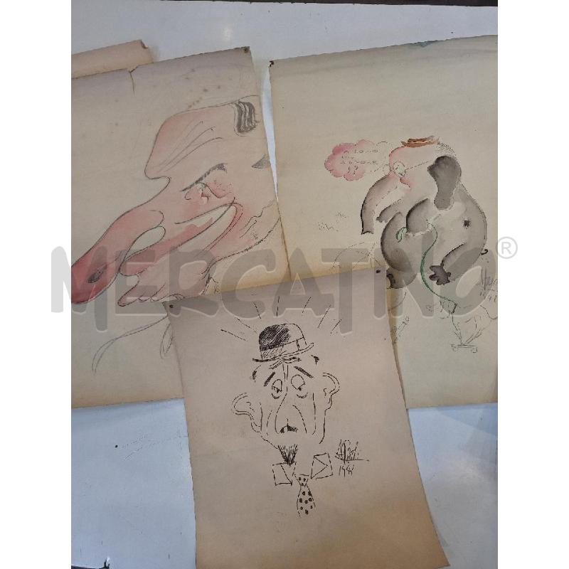 LOTTO 6 CARICATURE DAL SET DEL FILM MALOMBRA 1942  | Mercatino dell'Usato Roma re di roma 5
