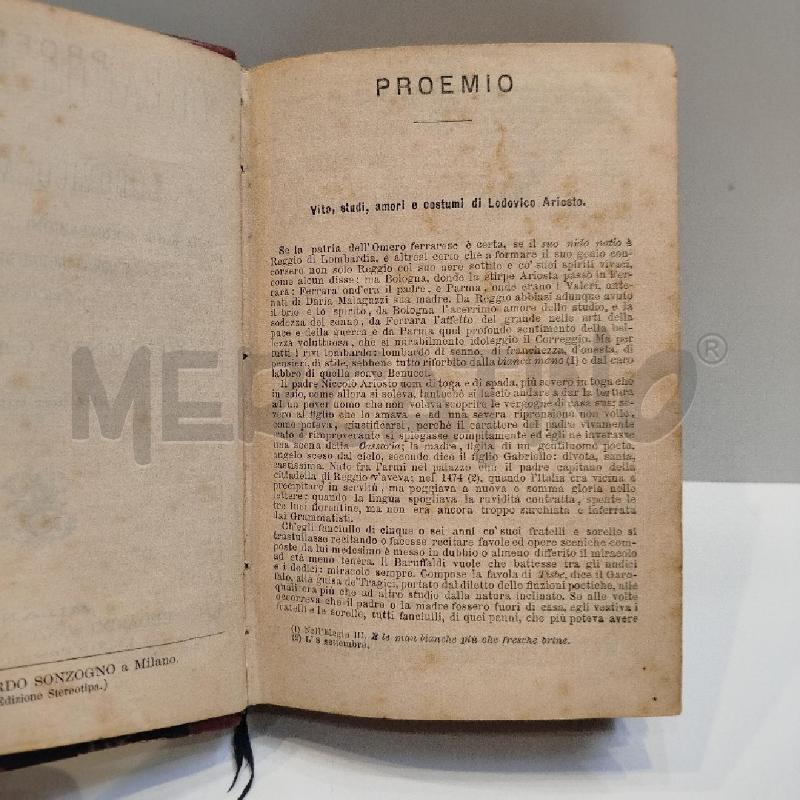 LUDOVICO ARIOSTO ORLANDO FURIOSO 1882 SONZOGNO | Mercatino dell'Usato Roma re di roma 2