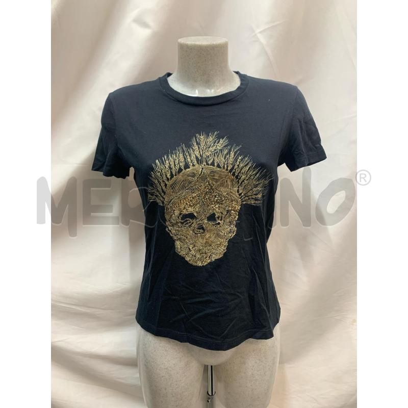 MAGLIA DONNA ALEXANDER MQUEEN NERA STAMPA TESCHIO BEIGE | Mercatino dell'Usato Roma re di roma 1