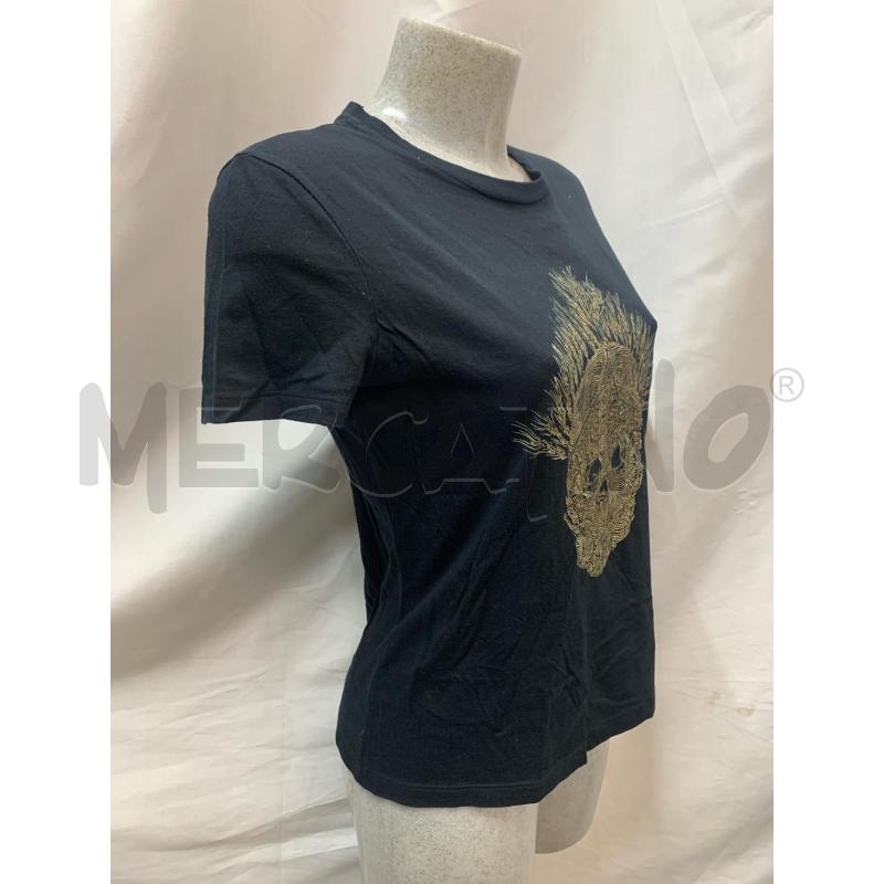 MAGLIA DONNA ALEXANDER MQUEEN NERA STAMPA TESCHIO BEIGE | Mercatino dell'Usato Roma re di roma 2
