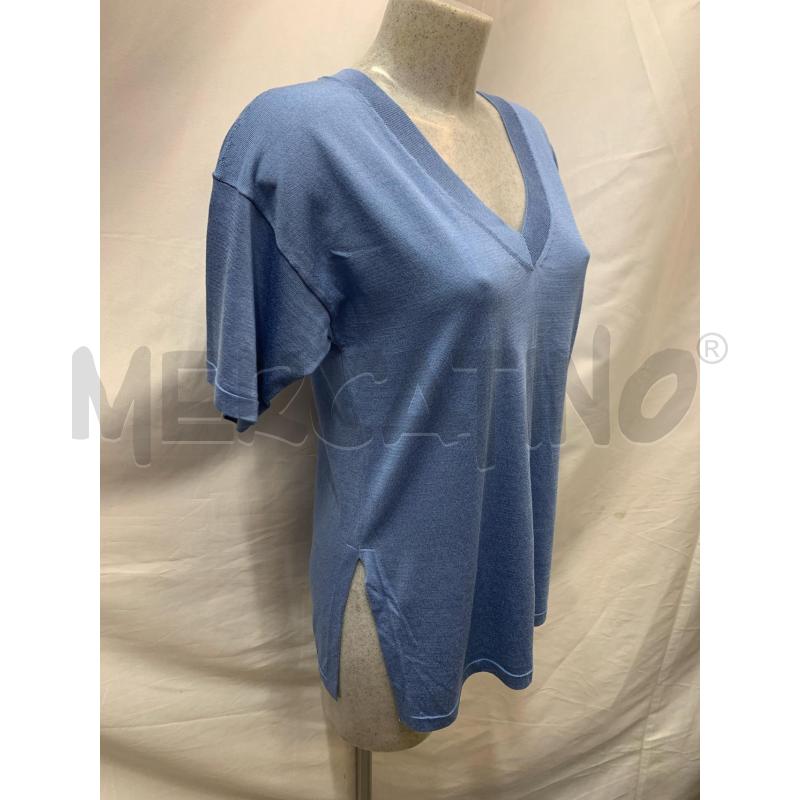 MAGLIA DONNA FALCONERI CERULEO SCOLLO V | Mercatino dell'Usato Roma re di roma 2