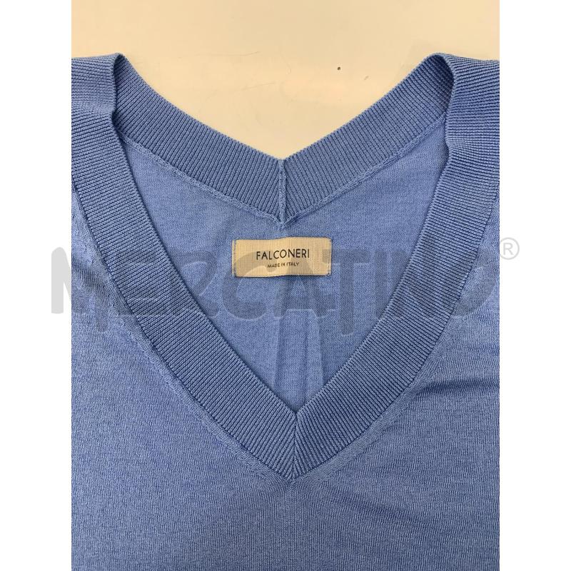 MAGLIA DONNA FALCONERI CERULEO SCOLLO V | Mercatino dell'Usato Roma re di roma 5