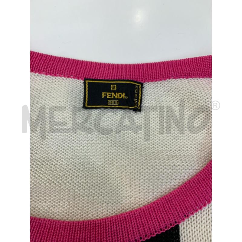 MAGLIA DONNA FENDI BIANC QUADRI NER BORD ROSA | Mercatino dell'Usato Roma re di roma 5