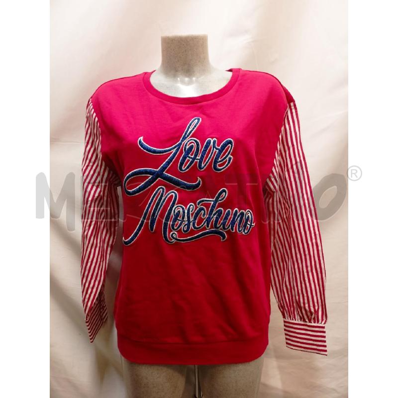 MAGLIA LOVE MOSCHINO ROSS SCRITTA BLUSLITTER MANICHE BIANCO ROSSO | Mercatino dell'Usato Roma re di roma 1