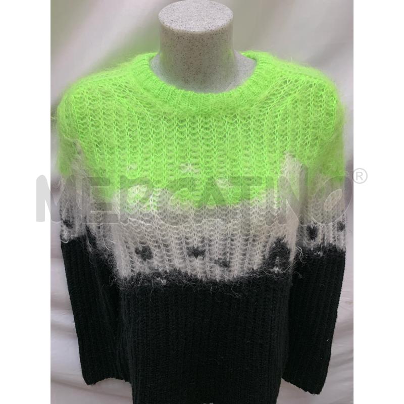 MAGLIA VALENTINO  MISTO LANA NERO VERDE LIME BIANCO  | Mercatino dell'Usato Roma re di roma 4