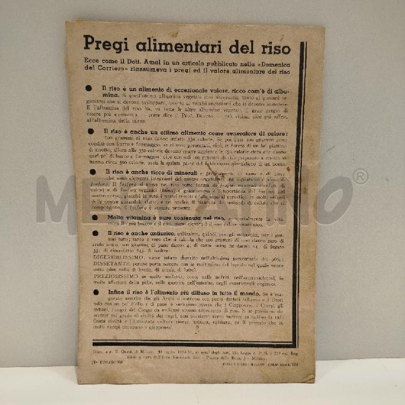 MANGIATE RISO 1933 OPUSCOLO ALIMENTAZIONE FASCISTA | Mercatino dell'Usato Roma re di roma 2
