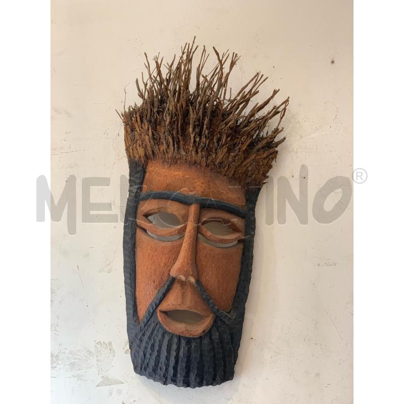 MASCHERA AFRICANA 70X35 VOLTO BARBA NERA CAPELLI RAMI | Mercatino dell'Usato Roma re di roma 1