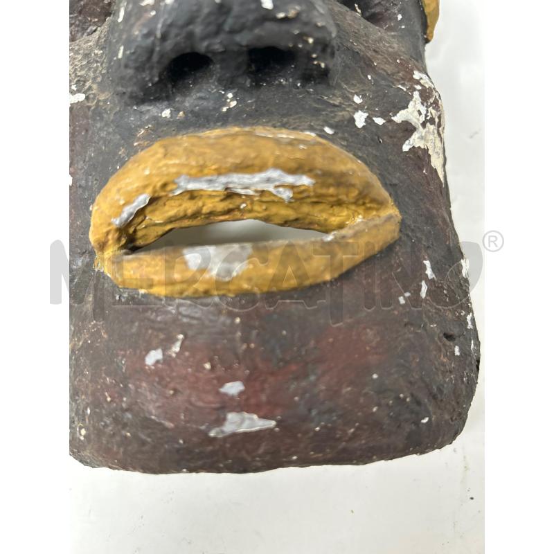 MASCHERA ETNICA CARTA PESTA NERA LABBRA ARANCIONI  | Mercatino dell'Usato Roma re di roma 3