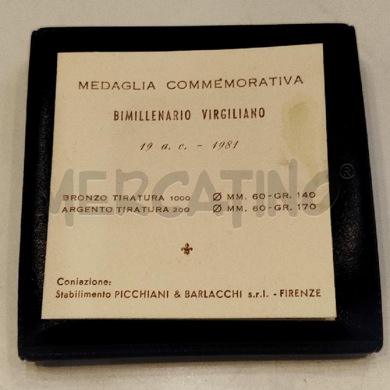 MEDAGLIA COMMEMORATIVA DEL BIMILLENARIO VIRGILIANO 1981 CON CERTIFICATO | Mercatino dell'Usato Roma re di roma 5