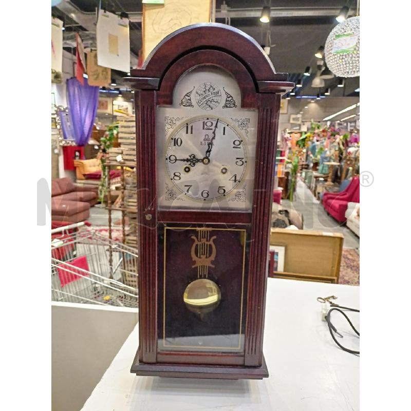OROLOGIO PENDOLO TEMPUS FUGIT  LEGNO MOGANO RETTANGOLARE APICE ARROTYONDATO | Mercatino dell'Usato Roma re di roma 1