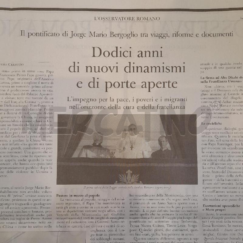 OSSERVATORE ROMANO MORTE BERGOGLIO | Mercatino dell'Usato Roma re di roma 3