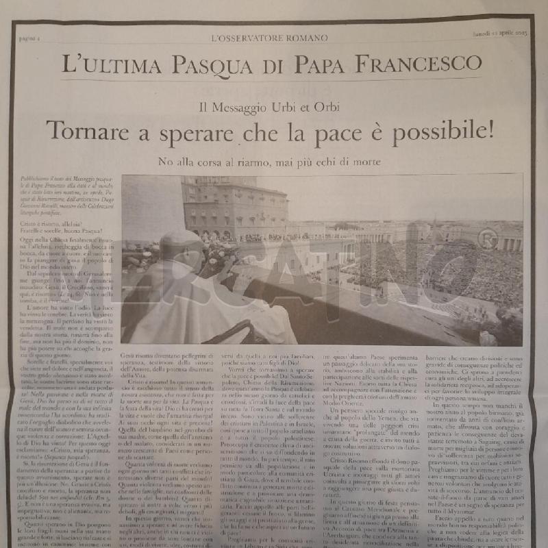 OSSERVATORE ROMANO MORTE BERGOGLIO | Mercatino dell'Usato Roma re di roma 4