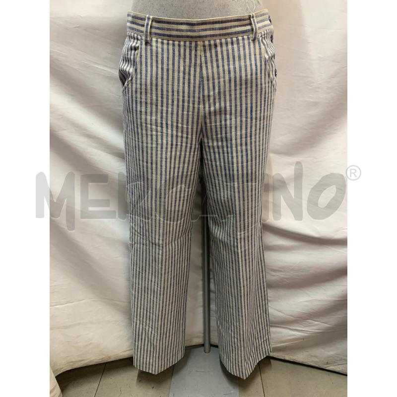 PANTALONE DONNA LUISA SPAGNOLI BIANC RIGHE AZZUR | Mercatino dell'Usato Roma re di roma 1