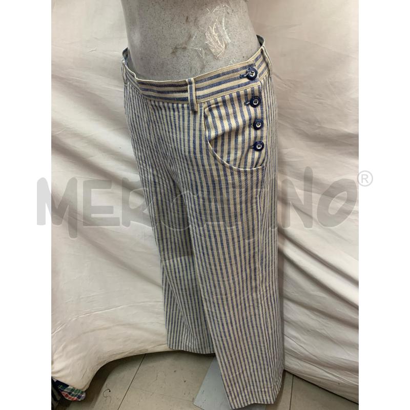 PANTALONE DONNA LUISA SPAGNOLI BIANC RIGHE AZZUR | Mercatino dell'Usato Roma re di roma 2