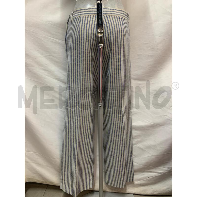 PANTALONE DONNA LUISA SPAGNOLI BIANC RIGHE AZZUR | Mercatino dell'Usato Roma re di roma 3